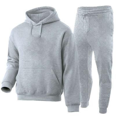 China Viable Wholesale 2Pcs Casual Sweatsuit Men Sets Solid Color Logo Sport Jogging Suit Tracksuit Custom Made for sale