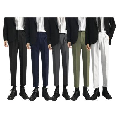 China Latest Design Breathable Men Ninth Custom Straight Pants Solid Color Relaxed Fit Dress Pants for sale