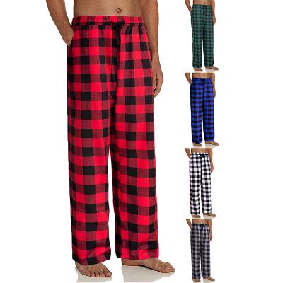 China Custom LOGO Drawstring Casual Flannel Lounge Pants Wholesale QUICK DRY Plaid Mens Pajama Pants Sleep Bottoms With Pockets for sale