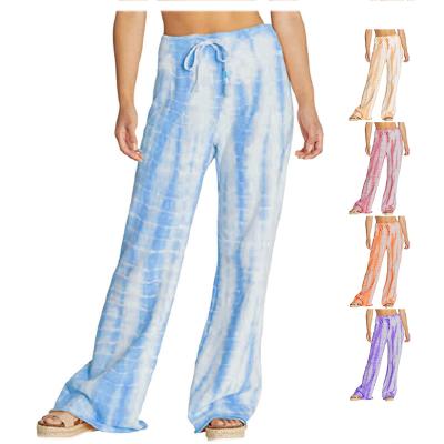 China Viable Women's Casual Striped Pants Loose Tie Dyed Wide Leg Plus Size Trousers S-5XL for sale