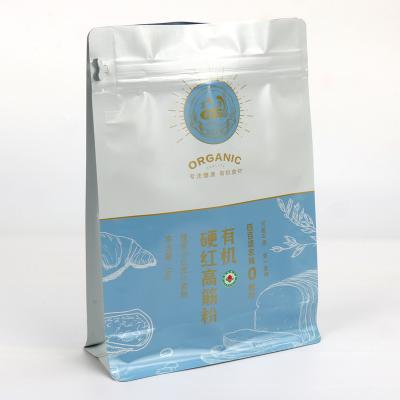 China Custom Printed Disposable PE Cornstarch Flat Bottom Bag Tapioca Flour Clear Stand Up Pouch Wheat Flour Food Packaging Ziplock Bag for sale