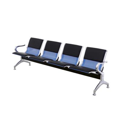 China 4 seats airport public seating bench lounge chair reception waiting chair with leather cushion for sale