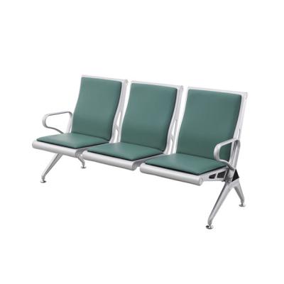 China 3 Seater High Backrest Airport bench Chair Metal Waiting Chair Shining Silver Oil Coating for sale