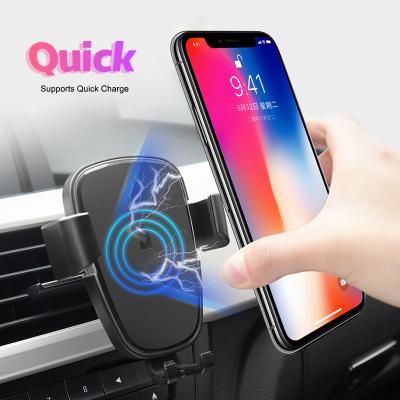 China 360 Degree Rotating 2019 New Product Fast Air Vent Phone Clamp Wireless Sensor Holder Charging Wireless Charger For Car for sale