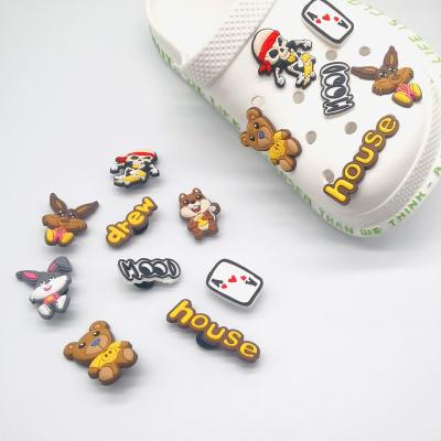 China Clog Charm Wholesale Fashion Custom DIY Shoe Lace Croc Charms Clog Soft PVC Shoe Decoration As Gift For Kid for sale