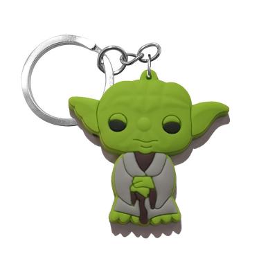 China 2022 New Design Yoda Promotional Gift PVC Keychains Key Chain 2D Cartoon Promotional Gifts Metal Craft Custom Stock Number Soft Rubber Keyring for sale