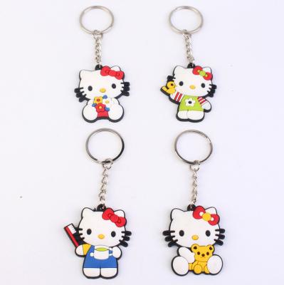 China Promotional Gifts Metal Craft PVC Keychains Kitty New Design 2D Cartoon Key Chain Promotion Gift Custom Soft Rubber Keychain Stock Number for sale