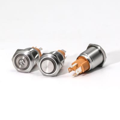 China LA128A19D-10D 19mm 15A LED Metal Button High Current Brass/Nickel Plated Ultra Durable Waterproof Switch for sale