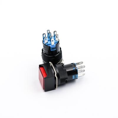 China LA160A16Y-22D 16mm 8pin LED Lamp 2NO 2NC Plastic Push Button Switch for sale