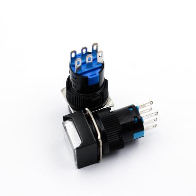 China Plastic LA160A16Y-22 16mm 6pin No 2NO 2NC Lightweight Plastic Push Button Switch for sale