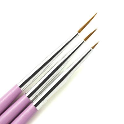 China New Design Hot Designer Nail Art Tool Brush Pull Line Cut Out Brush Coarse Hair Pink Details Manicure Brushes 3pcs/set for sale