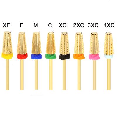 China New Manicure Pedicure Care Easy Nail Care Gold Carbide Nail Drill Bit Tapered Countersink Cutter For Manicure Remove Gel Acylics Tool Nails Drill Accessories for sale