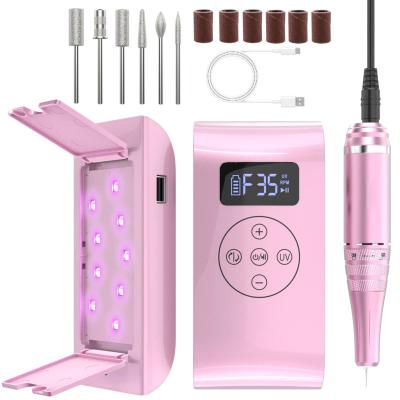 China 2020 Newest Nail Polish Removal 2 in 1 Nail Lamp Efile Nail Drill Machine Custom Logo UV Light Rechargeable Professional Cordless UV Machine UV Light for sale