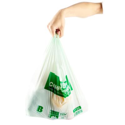 China Special Design Recyclable Widely Used Sustainable Green Biodegradable T-Shirt Shopping Plastic Bags for sale