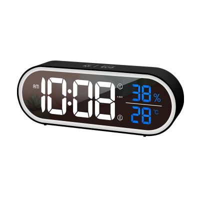 China Large Radio Alarm Clock LED Digital Display Double Bedroom Alarm Clock With Temperature And Humidity for sale