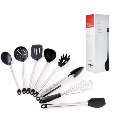 China Sustainable Silicone Kitchen Utensils Set Best Kitchen Tools, 8-Piece Silicone Cookware Utensil Set for sale