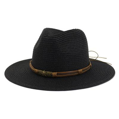 China Hot Summer Lightweight Straw Beach Hats Wholesale From Amazon Sale 2021 Men Wide Brim Fadora Hats Fedora Hats for sale