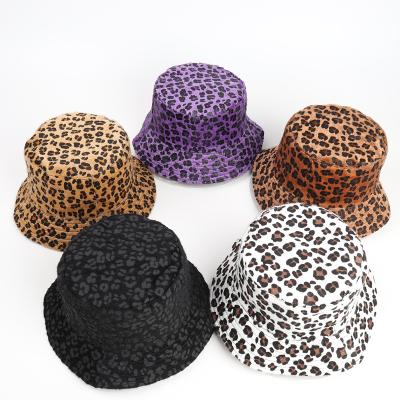 China 2021 Winter Hats Fashion Leopard Reversible Print Designed Women Bucket Hat for sale