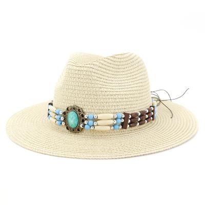 China Summer Hot Light Straw Beach Hats Wholesale Sale 2021 Men's Wide Brim Fadora Hats Fedora Hats for sale