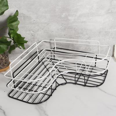 China Factory Direct Sale Black and White Mixed Color Tripod Shelf Storage Basket Bathroom Corner Free Punch Rack for sale