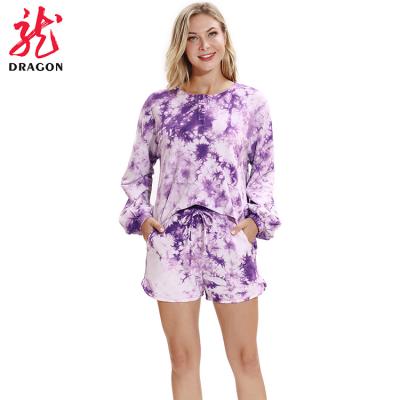 China SANQIANG Designer Girls Cotton Tie-Dye Breathable Pajamas Women Plus Size Ladies Women's Sleepwear Set for sale