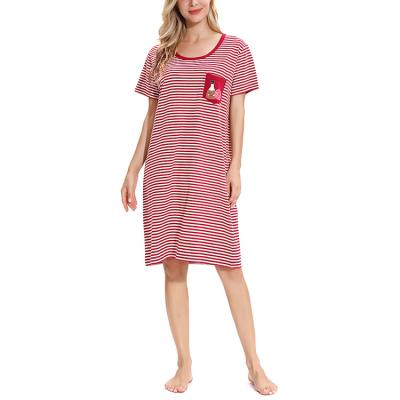 China New Summer Striped QUICK DRY Nightgown Thin Short Sleeved Middle And Long Knitted Pajamas Home Dress for sale