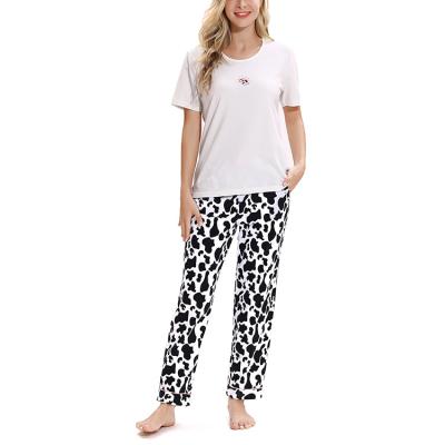 China QUICK DRY Thin Cotton Ladies Pajamas Summer Washable Women Knit Pajamas Set for sale