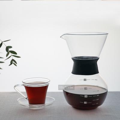 China Sustainable High Borosilicate Glass Pour Over Coffee Maker Drip Coffee Spill Over Kettle for sale