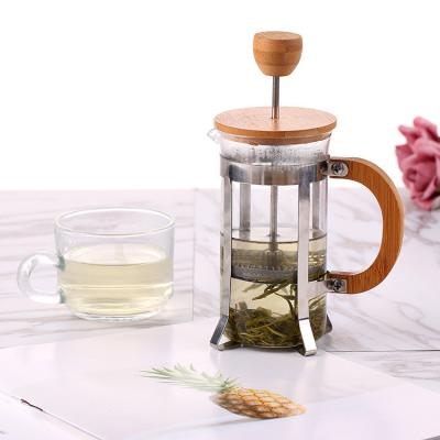 China WITH LID Amazon Coffee Maker Coffee Heat Resistant Glass Press French Press with Lid and Wooden Handle for sale