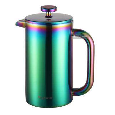 China WITH LID OEM ODM Factory Metal Filter Mesh Coffee Makers French Press Stainless Steel Coffee Pot for sale