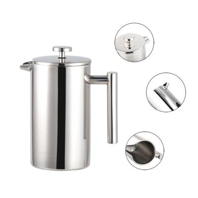 China Factory Viable Double Wall French Press Cafe Mirror Stainless Steel French Press Cafe for sale