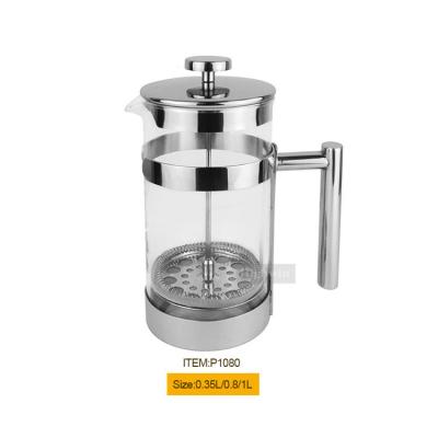 China Hot Viable Selling 1 Liter With BPA Free Plastic Flame Press French Press Coffee Maker French Glass Milk Plunger for sale