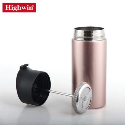 China Highwin Factory Desgin Rose Gold Thermos Bottle French Press Espresso Cappuccino Automotive Maker Travel Coffee Mug Disposable Vacuum Cup for sale