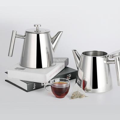 China Sustainable Chinese Highly Polished Double Wall 350MLStainless Steel Teapot for sale