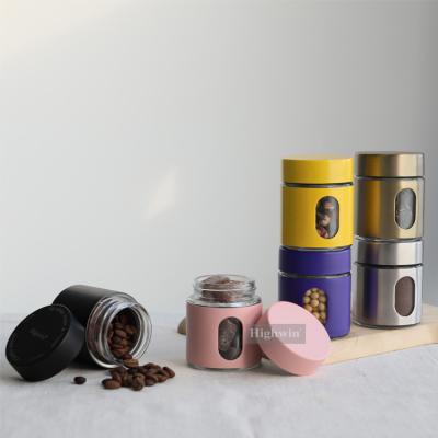 China Who respects the environment. Easy to Use China Hot Sales Mini Window Stainless Steel Storage Jar Visible Coffee and Tea Canisters for sale