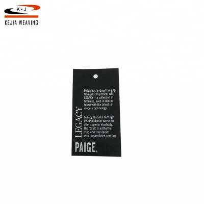 China Sustainable Custom Logo Name Top Quality Shirt Label Hang Tags Folded Paper Jeans Dangle Paper Hang Tag Designs For Clothing for sale