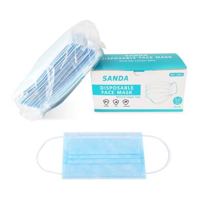 China Factory direct sales of BFE 95% 3 ply medical blue disposable breathable face mask for sale