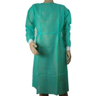 China Neck And Waist Tie Xiantao Factory Isolation Gown Green PP Disposable Nonwoven Isolation Gown for sale