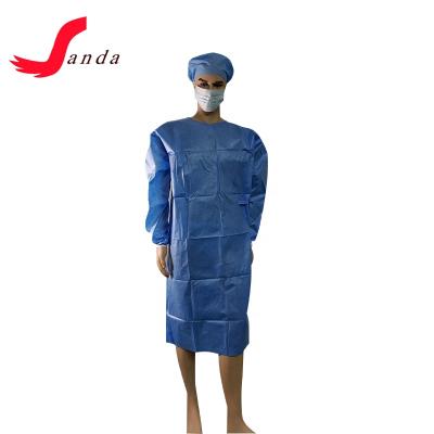 China Disposable Sterile Medical Surgical Gown Knitted Cuff Surgical Gown for sale