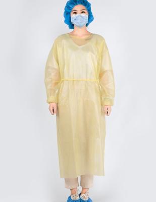 China PP Nonwoven Nonwoven Gown With Elastic Cuffs Surgical Nonsterile Disposable Isolation Gown for sale