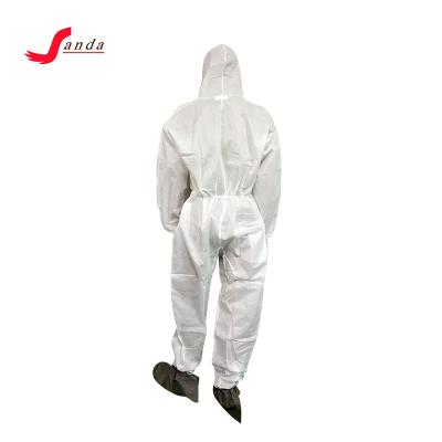 China SBPP/SMS/MICROPOROUS design cleanroom friendly coverall hooded all in one reusable suit isolation gown for sale