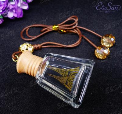 China PERFUME FMT1370TJ-12ML Square Automatic Perfume Bottle Bronzing Bottle Clear Glass Perfume Empty Bottle Diffuse Hanging Hot Stock for sale