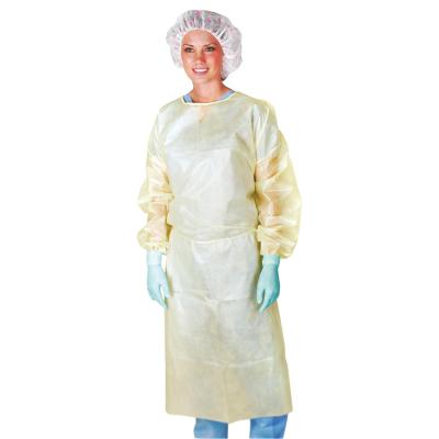 China Factory Direct Pp+pe Cpe Gowns Plastic Disposable Isolation Gown With Good Quality for sale