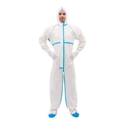 China Polypropylene Anti Chemical Static Hooded Disposable Coverall With Tape for sale