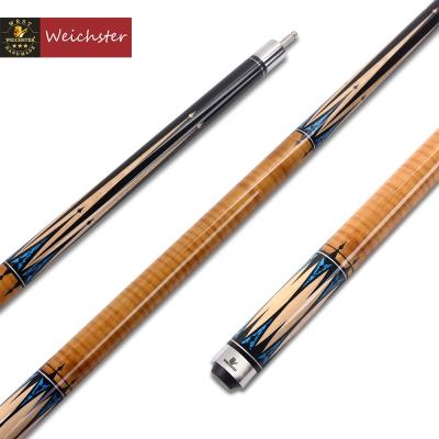 China Single Weichster Flame Maple Wood Wrap 18oz Flame Maple Pool Cue Stick 58