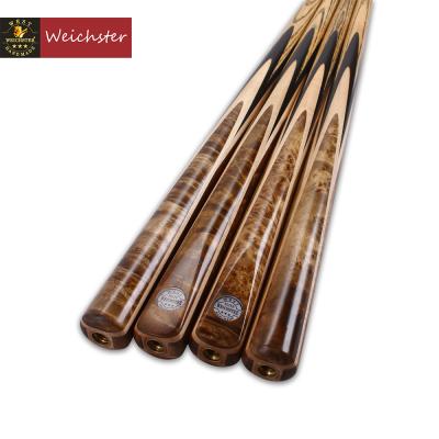 China Weichster Burr Ebony One Gold English Pool Cue B688 1 Piece Handmade Pool Cue for sale