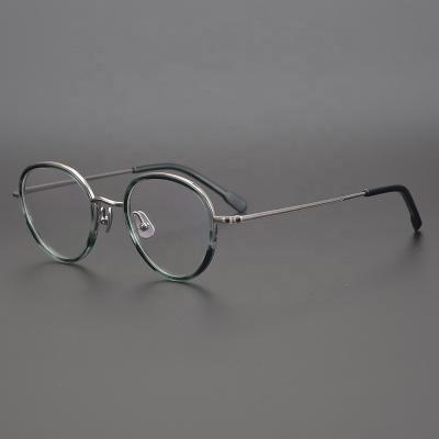 China For Pure Titanium Artistic Ultralight Anti-blue Light Optical Glasses Round Frame Men's And Women's Retro Reading Glasses Frame for sale