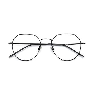 China Reading glasses light up ultra light polygon stainless steel metal glass gold thin frame anti-blue light reading glasses for sale