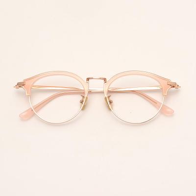 China Reading glasses 2020 new stainless steel exquisite glass transparent pink optical glasses for sale