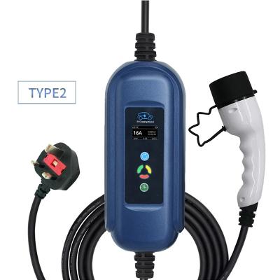 China Residential UK 3 pin ev charger portable UK ev UK charging connector for type - 2 evse wallbox ev charger for sale